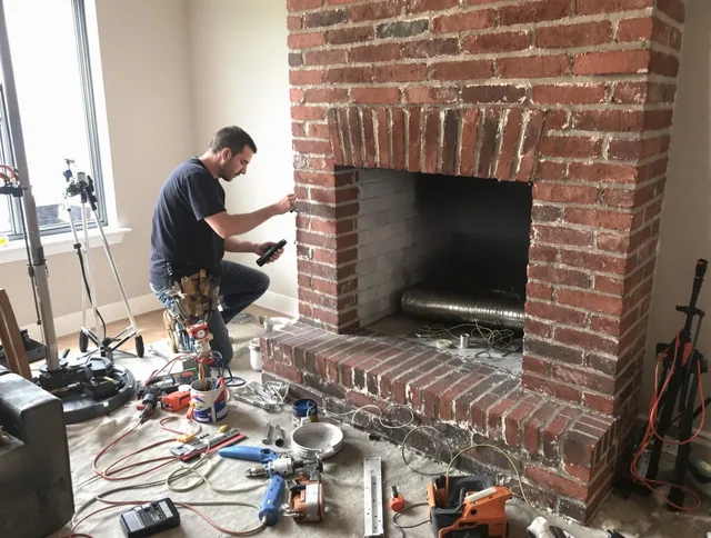 Lakewood Chimney Sweep specialist finalizing chimney liner service in Lakewood, CA