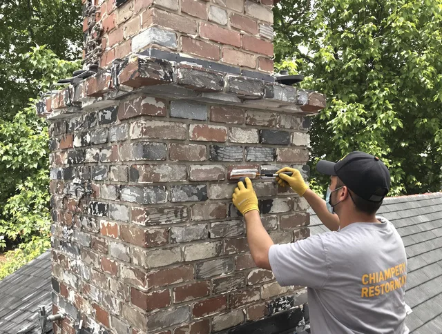 In-progress chimney restoration by Lakewood Chimney Sweep in Lakewood, CA