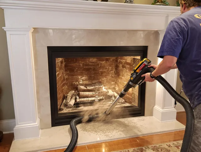 Fireplace cleaning performed by Lakewood Chimney Sweep in Lakewood, CA
